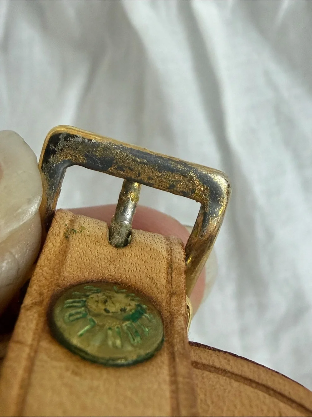 Louis Vuitton Tan Leather Luggage Tag with Gold Hardware